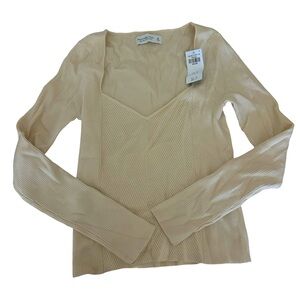 NWT ABERCROMBIE BEIGE SOFT A&F MEDIUM RIBBED SWEATER